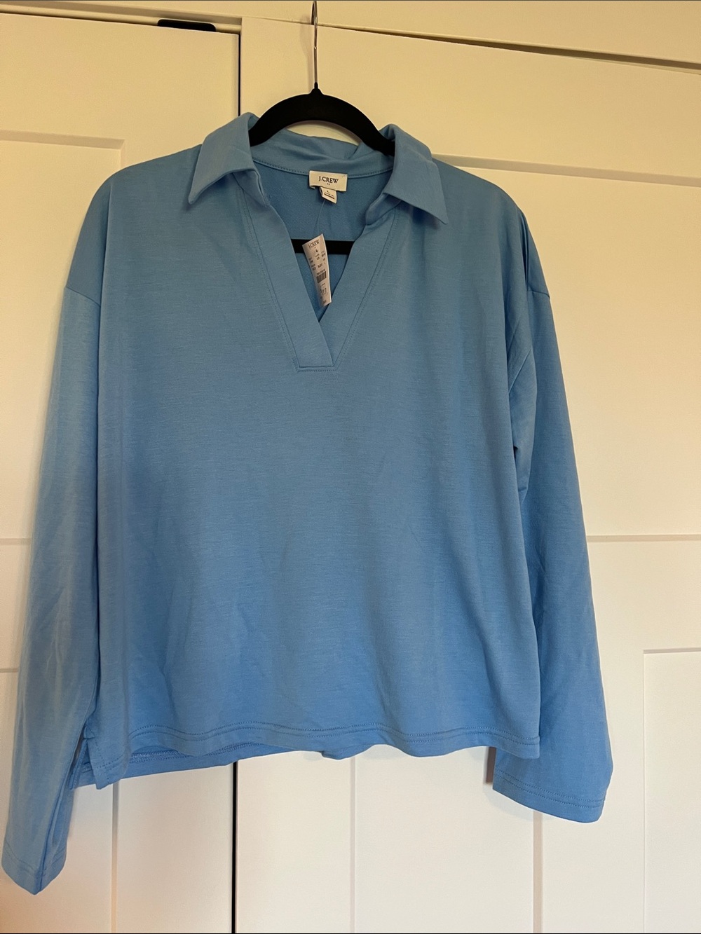 J. Crew Light Blue Polo Collar Long Sleeve Top